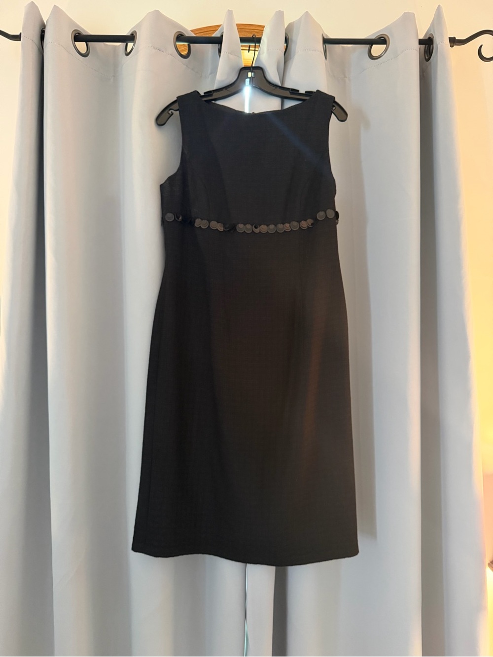Escada Black Sleeveless Sequin-Trim Shift Dress